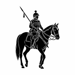 Silhouette of a Soldier on Horseback with Spear.