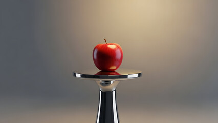  "Red Apple on a Reflective Platform"