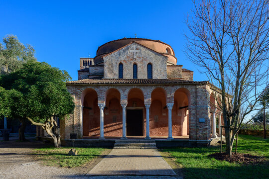 Chiesa di Santa Fosca Church Exterior on Torcello Island in Venice, a Romanesque Byzantine Style Building