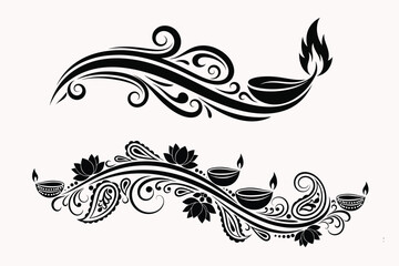 Fototapeta premium Decorative Diwali Oil Lamp Vector Illustration