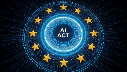 European union ai act logo symbolizing artificial intelligence regulation and technology