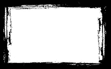 Black ink brush painting blank frame border picture artistic grunge graphic element. 