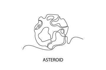 Asteroid. Moon, Star, Sun  and planet concept. Single line draw design. Vector graphic illustration © Maualana