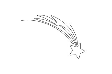 Falling star. Moon, Star, Sun  and planet concept. Single line draw design. Vector graphic illustration © Maualana