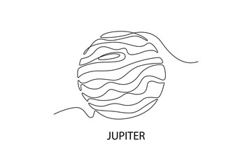 Jupiter. Moon, Star, Sun  and planet concept. Single line draw design. Vector graphic illustration © Maualana