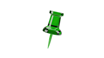 Green Glass Pushpin on transparent background