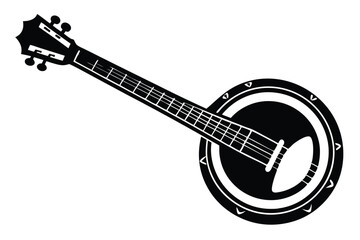 banjo silhouette line art vector illustration