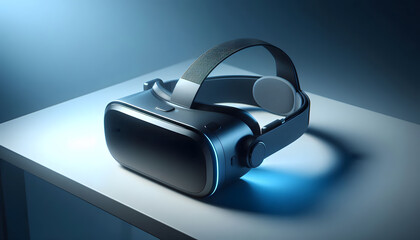 Modern virtual reality headset on display