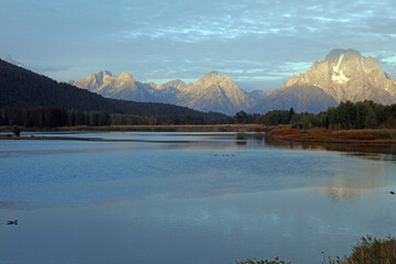 Early morning view of the Tetons from Oxbow Bend, Grand Teton National Park, Wyoming  USA
