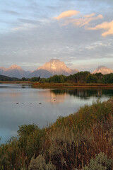 View of Mount Moran at sunrise, Grand Teton National Park, Wyoming  USA
