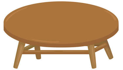 丸い木製ローテーブルのイラスト ベクター素材