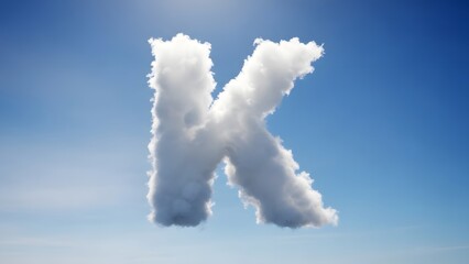 Cloud shaped like the letter k in a blue sky  perfect for cloudthemed designs, typography backgrounds, nature concepts, and graphics.