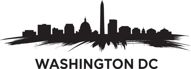 Washington dc skyline silhouette with artistic brush stroke effect on transparent background © Bakalia