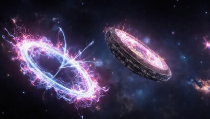 Cosmic Rings - A Dance of Light and Energy in Space.