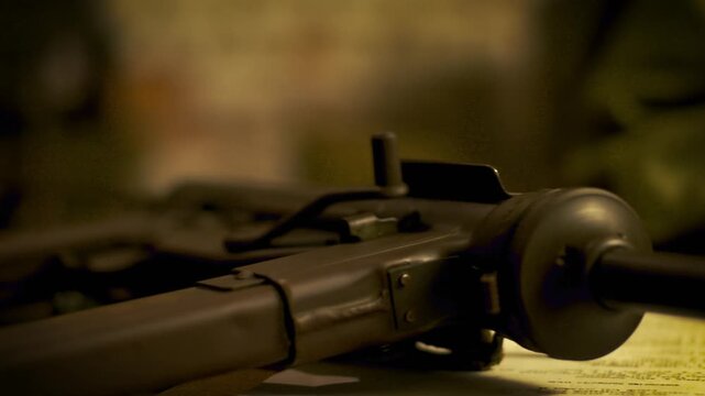 M3 Machine Gun or Grease Gun from World War Two - Old Color Grade