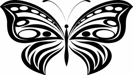 Elegant black butterfly with intricate patterns on wings