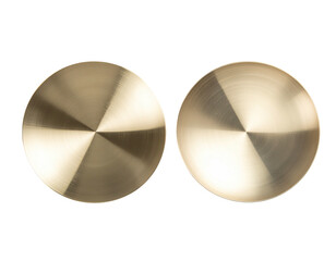 Two golden circular discs, radial light