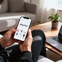Online Shopping Mobile Lifestyle Concept Showing Convenient Digital Consumer Experience