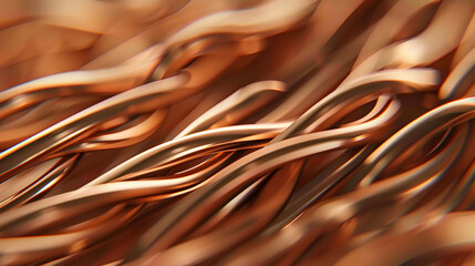 Intricate copper cables intertwined in complex pattern