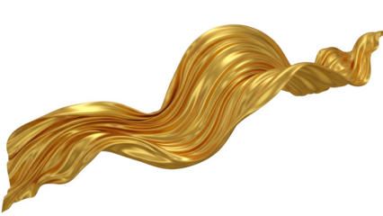 Golden fabric flowing dramatically on black background