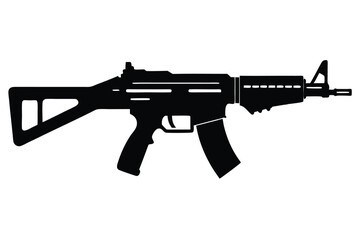 assault rifle silhouette line art vector illustration