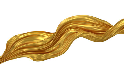 Fototapeta premium Golden fabric flowing dramatically on black background