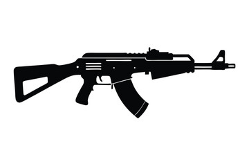 assault rifle silhouette line art vector illustration