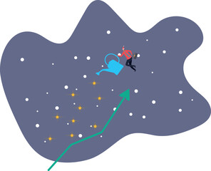 Obraz premium Grow business increase profit, growth investment or prosperity, wealth growing or accumulate, asset price rising up.about a man and his life.