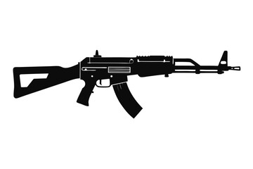 assault rifle silhouette line art vector illustration