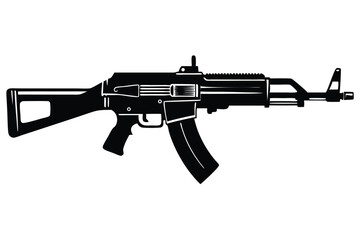 Fototapeta premium assault rifle silhouette line art vector illustration