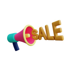 Announcing a sale with a megaphone isolated on transparent background