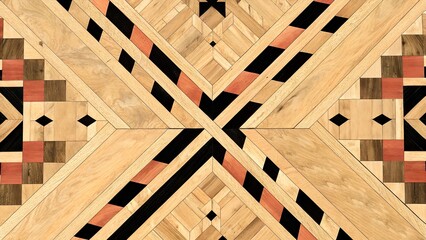 Geometric reclaimed wood parquet texture background