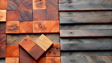 Mixed reclaimed wood mosaic texture background