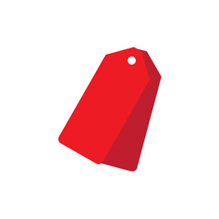 Red tag with hole isolated on transparent background
