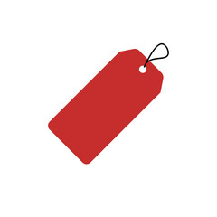 Red tag with string isolated on transparent background