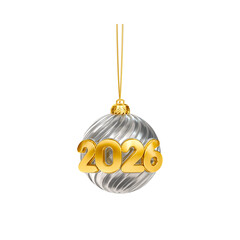 Golden ornament marking 2026 isolated on transparent background