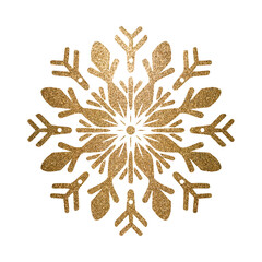 Golden snowflake design isolated on transparent background