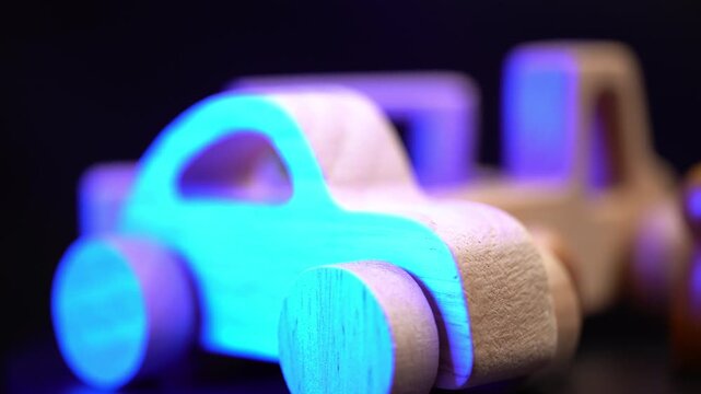 Wooden toys cars for kids playing