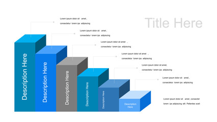 3D Step-Down Bar Chart Infographic Template for Data Visualization