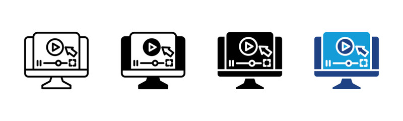 Video Tutorial icon set multiple style collection