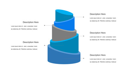 3D Spiral Layered Infographic Diagram with Text Descriptions