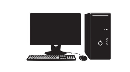 Desktop Computer Setup in Modern Minimalist Style with High Contrast Lighting on Isolated White Background for Technology Advertising