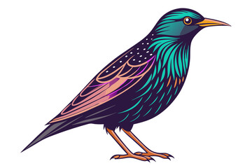 Flying Starling Bird Minimal Vector Illustration
