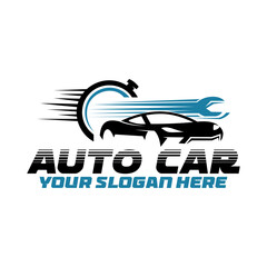 Auto repair shop logo template design with transparent background