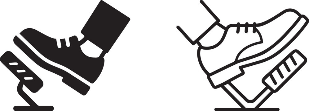 Silhouette car pedal icon logo set with brake, accelerator and clutch symbols for auto design.