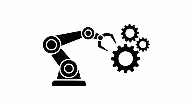 Industrial Robot Arm Manipulating Gears - Automation and Precision.