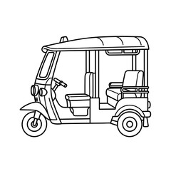 Thai Tuk Tuk Illustration - A Detailed Line Art.