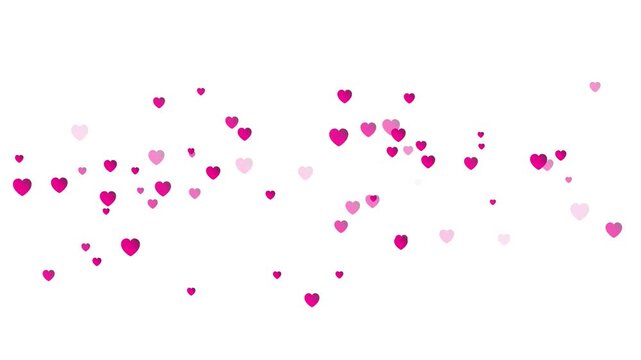 Valentines day hearts particles floating loop. red and pink hearts flying on alpha channel background . 