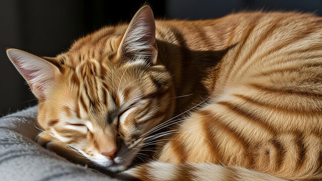 Close up portrait of a cute young red tabby kitten featuring a domestic feline face with bright eyes and soft fur whiskers on a white background