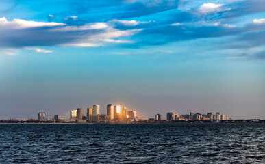 Sunrise over the city, Tampa Bay Florida